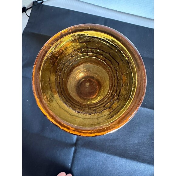 Amber Vase Vintage Large Bubble Double Diamond Design Retro 12" x 4" - Picture 3 of 5